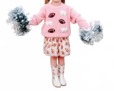 Sweet Wink Kids' Coquette Football Patch Sweater In Pink