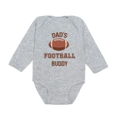 Sweet Wink Babies'  Dad's Football Buddy Long Sleeve Bodysuit In Gray