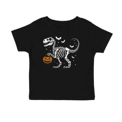 Sweet Wink Kids'  Dinosaur Skeleton Halloween Short Sleeve T-shirt In Black