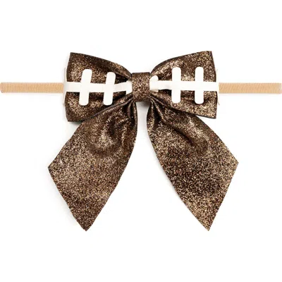 Sweet Wink Football Bow Baby Headband In Brown