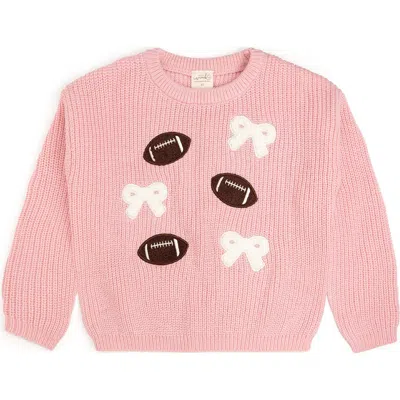 Sweet Wink Kids'  Football Bows Patch Knit Sweater In Pink