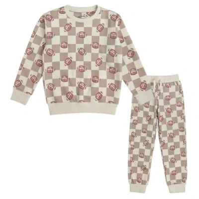 Sweet Wink Babies'  Football Checkered Sweatshirt & Jogger Set In Multi