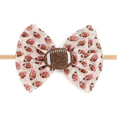 Sweet Wink Football Cutie Tulle Bow Baby Headband In White