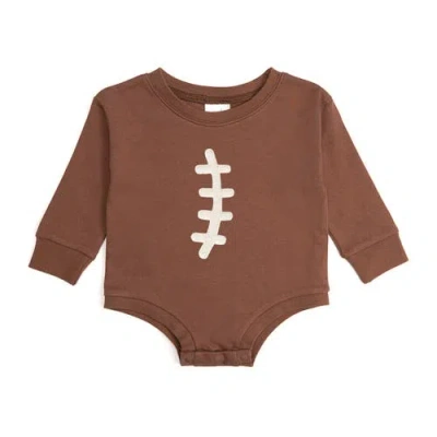 Sweet Wink Babies'  Football Lace Patch Long Sleeve Romper In Brown
