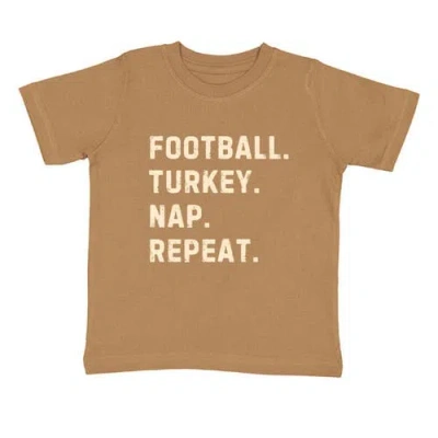 Sweet Wink Kids'  Football Turkey Nap Repeat Thanksgiving Short Sleeve T-shirt In Multi