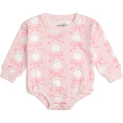 Sweet Wink Babies'  Ghost Halloween Printed Long Sleeve Romper In Pink