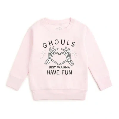 Sweet Wink Kids'  Ghouls Just Wanna Have Fun Halloween Sweatshirt In Pink