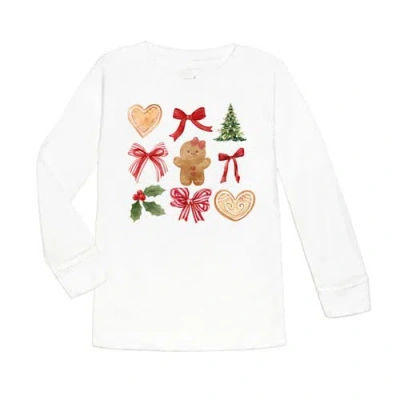 Sweet Wink Kids'  Gingerbread Cutie Christmas Long Sleeve Shirt In White