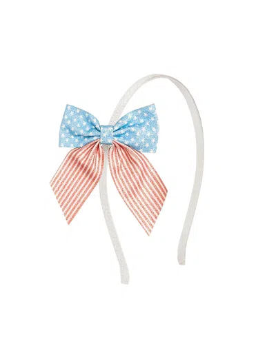 Sweet Wink Girl's Patriotic Cutie Bow Headband - Little And Big Kid In White