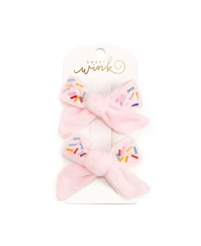 Sweet Wink Girl's Sprinkle Bow Clip Set - Little Kid, Big Kid In Pink