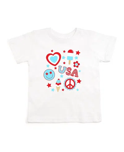 Sweet Wink Girls' 4th Of July Doodle Short Sleeve T-shirt - Baby, Little Kid, Big Kid In White