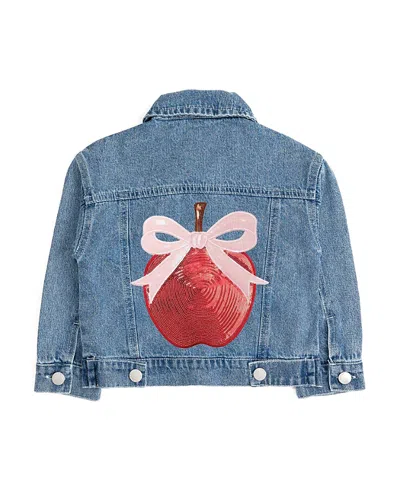 Sweet Wink Girls' Apple Bow Sequin Patch Denim Jacket - Little Kid, Big Kid In Blue