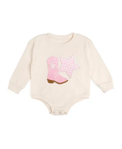Sweet Wink Girls' Bandana Cowgirl Patch Western Long Sleeve Romper - Baby In Neutral