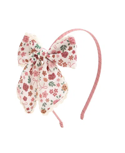 Sweet Wink Girls' Berry Floral Bow Headband - Little Kid, Big Kid In Pink