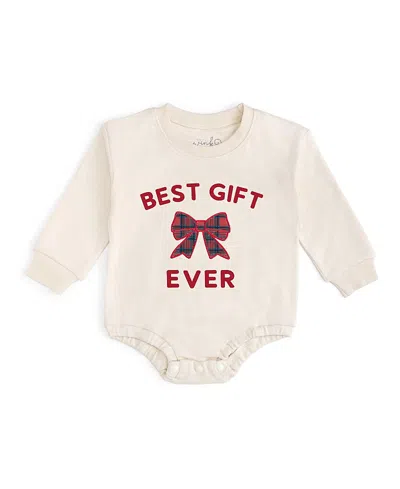 Sweet Wink Girls' Best Gift Ever Patch Christmas Long Sleeve Romper - Baby In Neutral