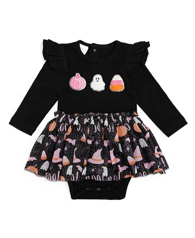 Sweet Wink Girls' Boo Halloween Long Sleeve Tutu Bodysuit - Baby In Black
