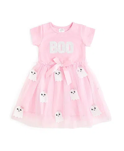 Sweet Wink Girls' Boo Sequin Patch Halloween Short Sleeve Tutu Dress - Baby, Little Kid, Big Kid In Burgundy