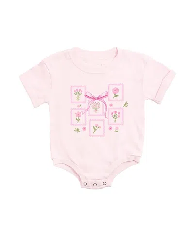 Sweet Wink Girls' Bouquet Bow Short Sleeve Romper - Baby In Pink