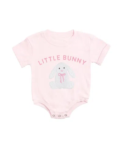 Sweet Wink Girls' Bunny Patch Easter Short Sleeve Romper - Baby In Pink