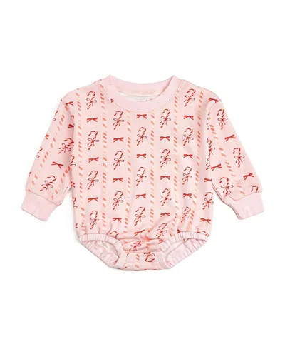 Sweet Wink Girls' Candy Cane Lane Christmas Long Sleeve Romper - Baby In Pink