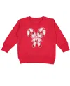 Sweet Wink Girls' Candy Cane Patch Christmas Sweatshirt- Little Kid, Big Kid In Red