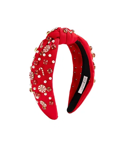 Sweet Wink Girls' Candy Cane Swirl Christmas Gemstone Headband - Little Kid, Big Kid In Red