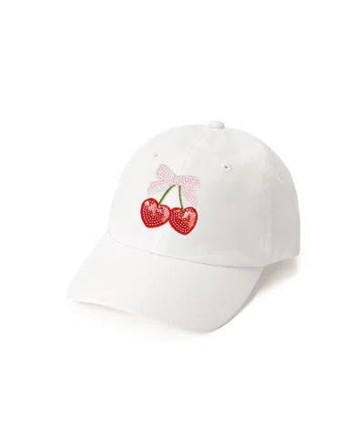 Sweet Wink Girls' Cherry Sequin Patch Baseball Hat - Little Kid, Big Kid In White