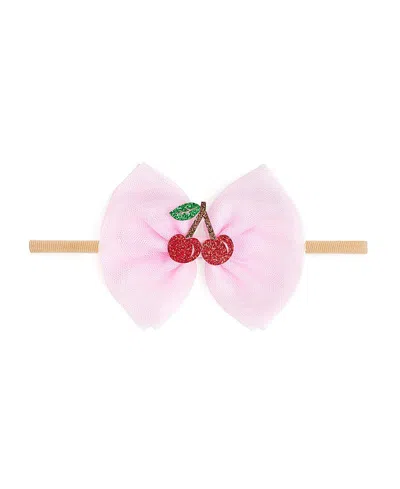 Sweet Wink Girls' Cherry Tulle Bow Headband - Baby In Pink