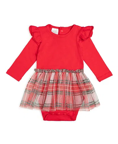 Sweet Wink Girls' Christmas Plaid Long Sleeve Tutu Bodysuit - Baby In Multi