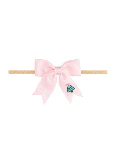 Sweet Wink Girls' Christmas Tree Embroidered Bow Baby Headband - Baby In Pink