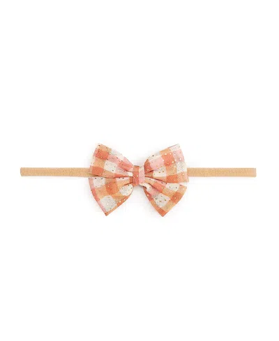 Sweet Wink Girls' Cinnamon Plaid Tulle Bow Headband - Baby In Brown