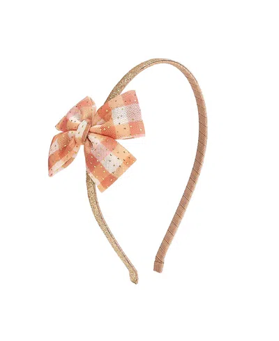 Sweet Wink Girls' Cinnamon Plaid Tulle Bow Headband - Little Kid, Big Kid In Brown