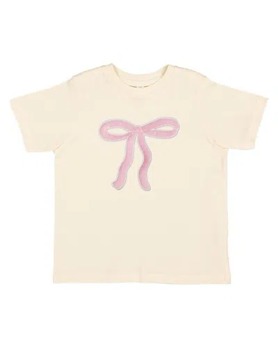 Sweet Wink Girls' Coquette Bow Patch Short Sleeve T-shirt - Baby, Little Kid, Big Kid In Natural