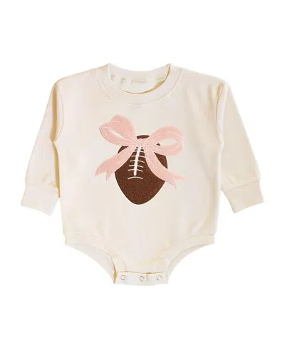 Sweet Wink Girls' Coquette Football Patch Long Sleeve Romper - Baby In Brown