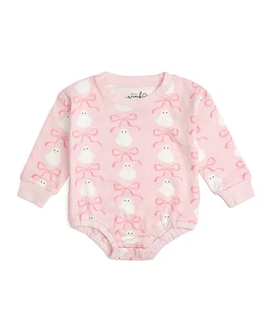 Sweet Wink Girls' Coquette Ghost Halloween Long Sleeve Romper - Baby In Pink