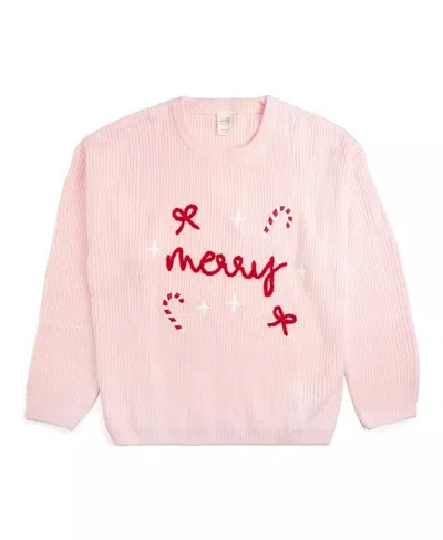 Sweet Wink Kids' Girls Coquette Merry Christmas Knit Sweater In Pink
