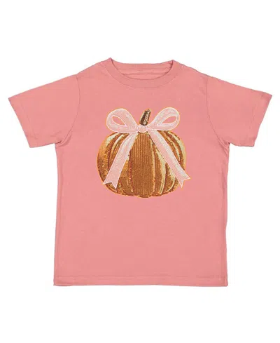 Sweet Wink Girls' Coquette Pumpkin Sequin Patch Short Sleeve T-shirt - Baby, Little Kid In Pink