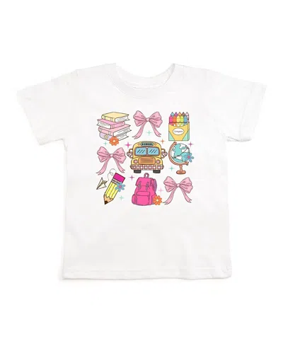 Sweet Wink Girls' Coquette School Doodle Short Sleeve T-shirt - Little Kid, Big Kid In White
