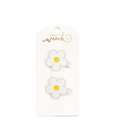 Sweet Wink Girls' Daisy Flower Clip Set - Little Kid, Big Kid In White