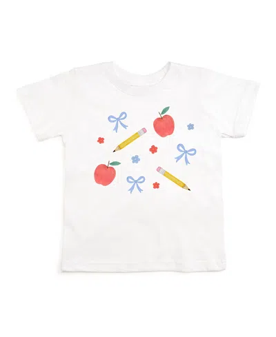 Sweet Wink Girls' Ditsy Floral Back To School Short Sleeve T-shirt - Big Kid In White