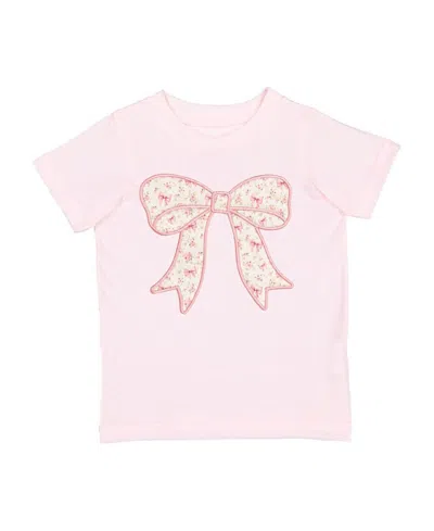 Sweet Wink Girls' Ditsy Floral Bow Patch Short Sleeve T-shirt - Baby, Little Kid, Big Kid In Ballet Pink