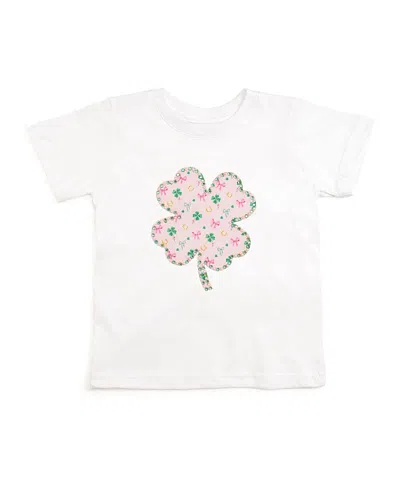 Sweet Wink Girls' Ditsy Shamrock Patch St. Patrick's Day Short Sleeve T-shirt - Baby, Little Kid In White