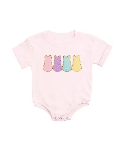 Sweet Wink Girls' Easter Peeps Patch Short Sleeve Romper - Baby In Pink