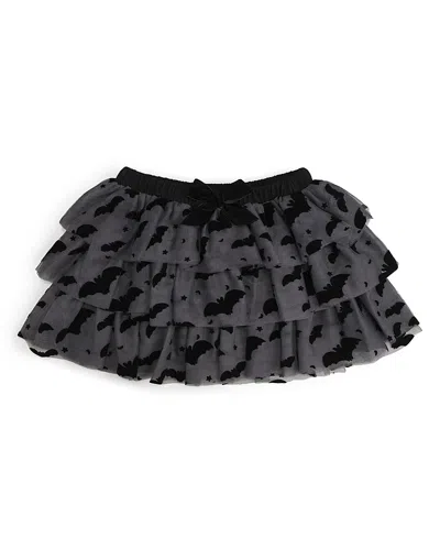 Sweet Wink Girls' Flocked Bats Halloween Bow Tiered Tutu - Baby, Little Kid, Big Kid In Gray
