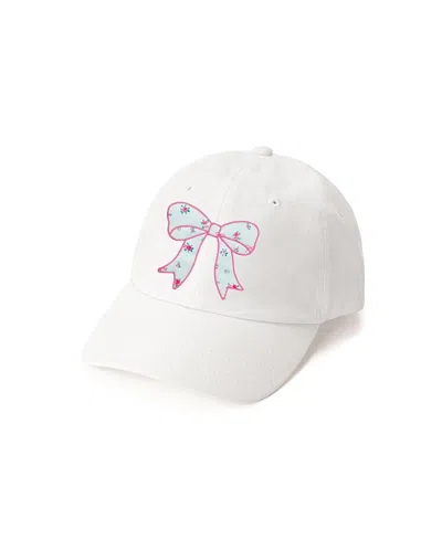 Sweet Wink Girls' Floral Bow Patch Baseball Hat - Little Kid, Big Kid In White