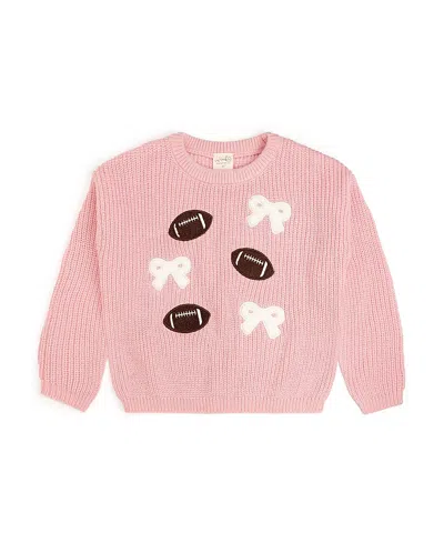 Sweet Wink Girls' Football Bows Patch Knit Sweater - Baby In Pink