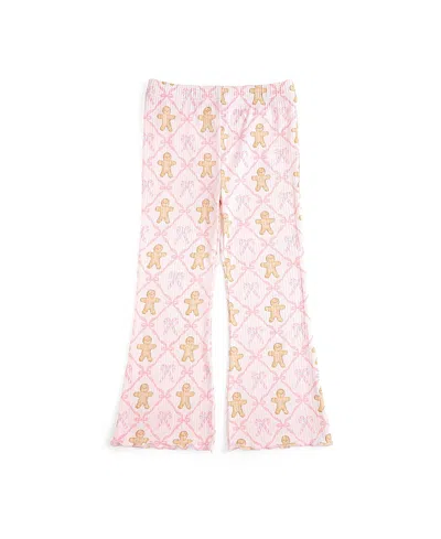 Sweet Wink Girls' Gingerbread Bow Trellis Christmas Flare Legging - Baby, Little Kid In Pink