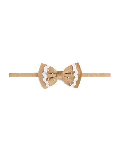 Sweet Wink Girls' Gingerbread Christmas Velvet Bow Baby Headband - Baby In Brown