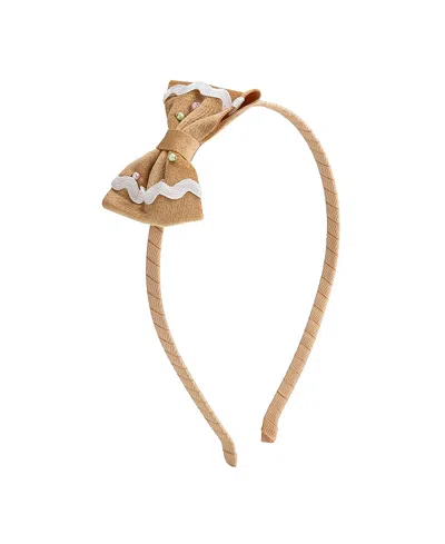 Sweet Wink Girls' Gingerbread Christmas Velvet Bow Headband - Little Kid, Big Kid In Brown
