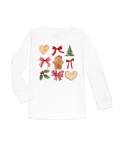 Sweet Wink Girls' Gingerbread Cutie Christmas Long Sleeve T-shirt - Baby, Little Kid In White